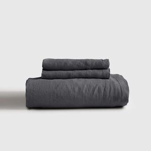 QUINCE European Linen Fitted Sheet Set Charcoal 7149